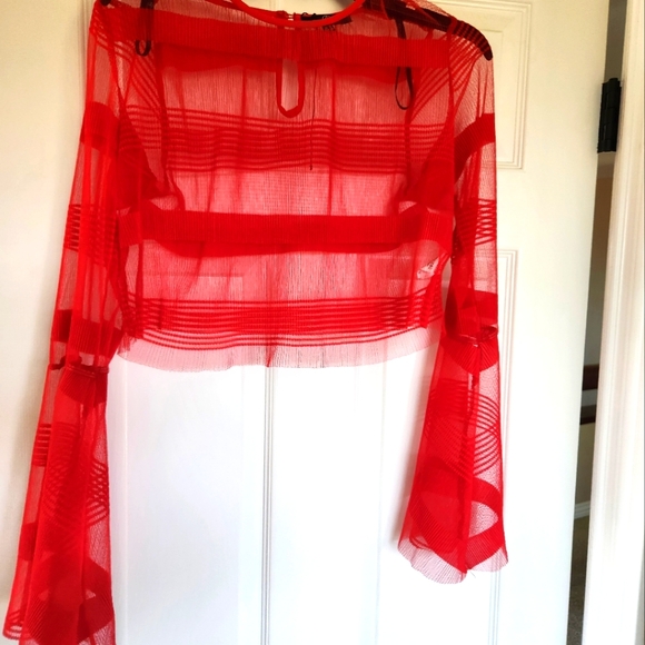 Misguided Red Crop sheer top sz. 6 NWT - Picture 2 of 6